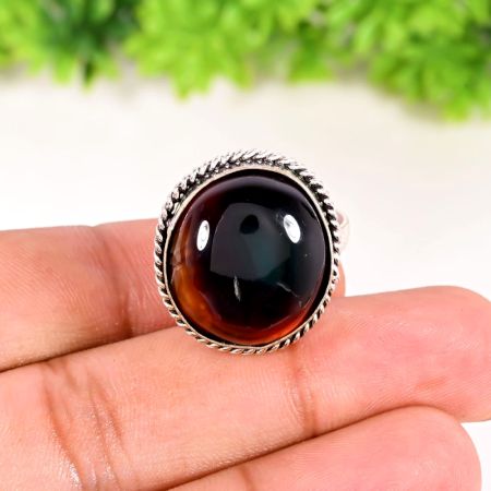 Handmade Brass Ring with Onyx Gemstone for Women Gift for Her